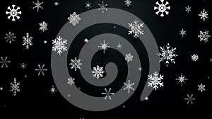 Christmas holiday winter black seamless background with falling snow, white snowflakes for New Year greeting card banner