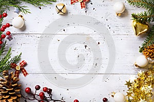 Christmas holidays background with Christmas holidays ornament o photo