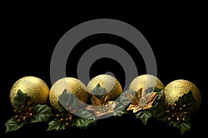 Christmas holidays composition on black texture background with copy space for your text