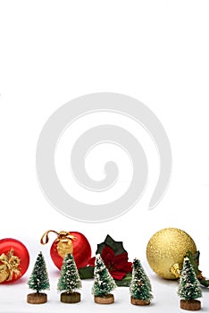 Christmas holidays composition on white texture background with copy space for your text