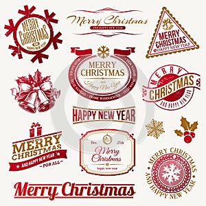 Christmas holidays emblems and labels