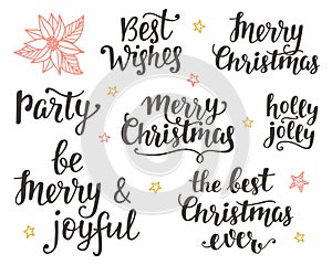 Christmas holidays hand lettering set