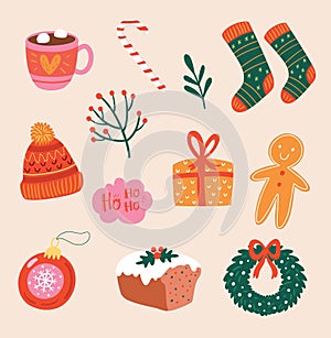 Christmas Holidays set vector elements