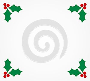 Christmas holly berries border. Plant symbol holly background