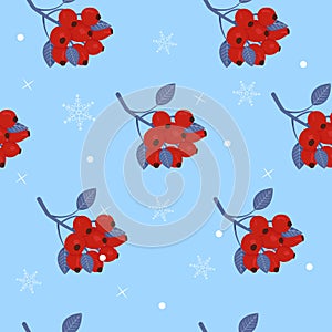 Christmas holly berries seamless pattern. Christmas plants