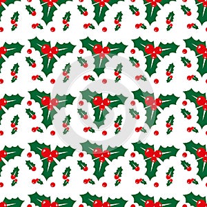 Christmas holly berries seamless pattern illustration. eps10
