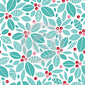 Christmas holly berries seamless pattern