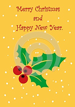 Christmas Holly berry greeting card with the inscription