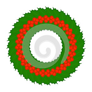 Christmas Holly Berry Wreath Isolated