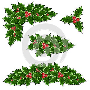 Christmas holly decoration set