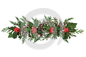 Christmas Holly Ivy and Cedar Decorative Display