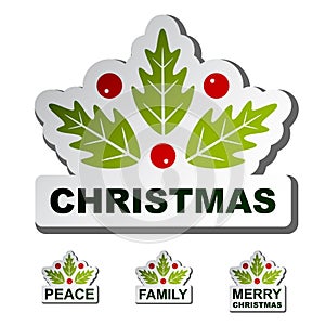 Christmas holly leaf stickers