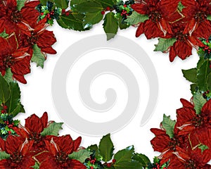 Christmas Holly Poinsettia border