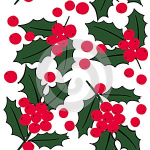 christmas holly seamless vector pattern photo