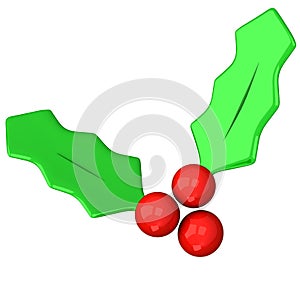 Christmas holly sprig icon 3d
