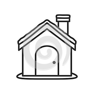 Christmas House Outline Flat Icon on White