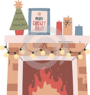 Christmas Home Interior Fireplace