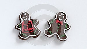 Christmas homemade cookie, Boy & Girl, gingerbread isolated on white background