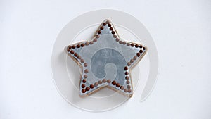 Christmas homemade cookie, Star, gingerbread on white background