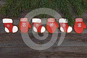 Christmas homemade gingerbread cookies on table, new year 2017