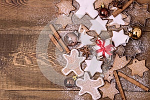 Christmas Homemade Gingerbread Cookies on Wooden Background Christmas Background Christmas Sweet Food Vertical