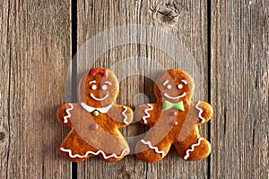 Christmas homemade gingerbread couple cookies