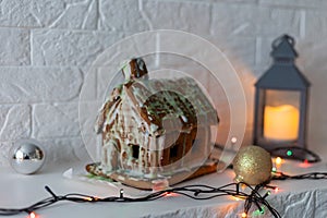 Christmas homemade gingerbread house cookie