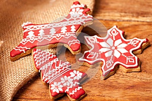 Christmas homemade red gingerbread cookies