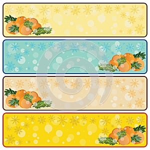 Christmas horizontal banners with mandarins and sp