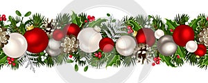 Christmas horizontal seamless background. Vector illustration.