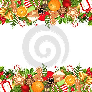 Christmas horizontal seamless background. Vector illustration.