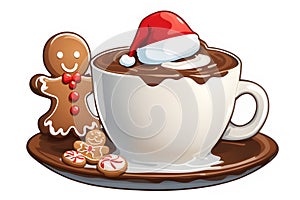 Christmas Hot Chocolate Clipart Graphic.on white background