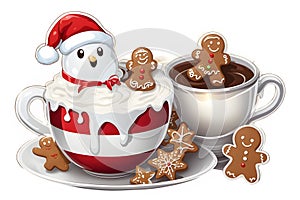 Christmas Hot Chocolate Clipart Graphic.on white background