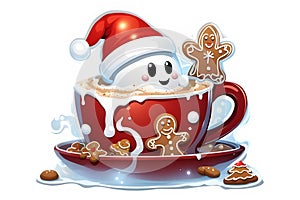 Christmas Hot Chocolate Clipart Graphic.on white background