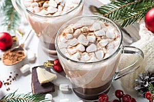 Christmas hot chocolate or cocoa with marshmallow.