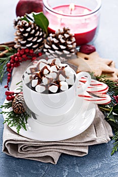 Christmas hot chocolate with festive decorations