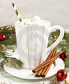 Christmas hot chocolate with marshmallow