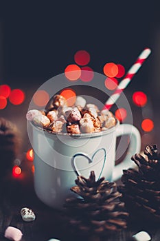 Christmas hot chocolate with marshmallow candies