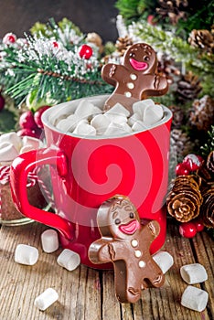 Christmas hot chocolate mug with chocolate gingerbread man