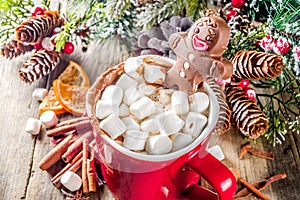 Christmas hot chocolate mug with chocolate gingerbread man
