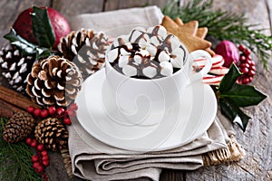 Christmas hot chocolate with ornaments