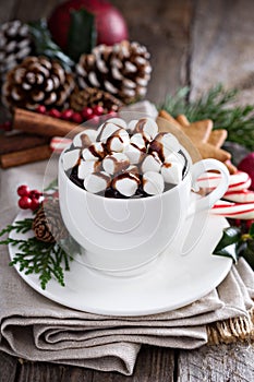 Christmas hot chocolate with ornaments