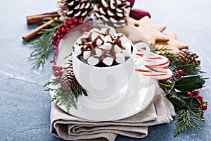 Christmas hot chocolate with ornaments