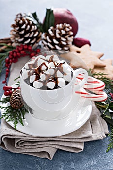 Christmas hot chocolate with ornaments