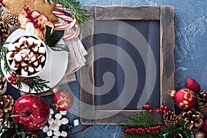 Christmas hot chocolate with ornaments