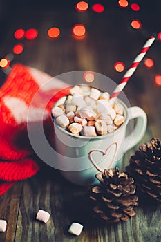 Christmas hot chocolate with pinecones and socks