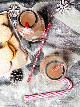 Christmas hot chocolate, sweet cookies