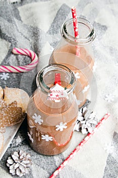 Christmas hot chocolate, sweet cookies