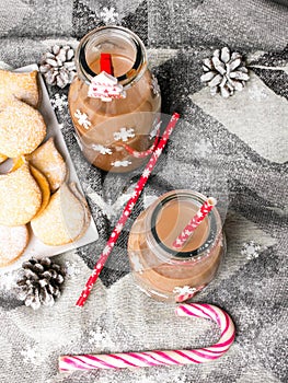 Christmas hot chocolate and sweet cookies