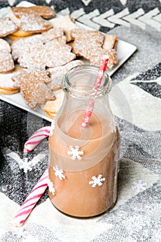 Christmas hot chocolate and sweet cookies